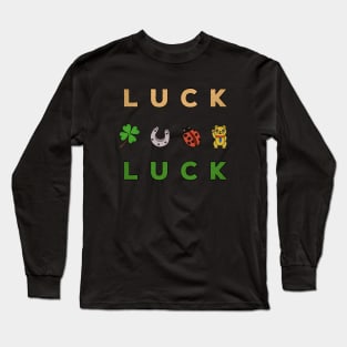 Ladybug, Horseshoe, Four-leaf Clover, Lucky Cat - Luck Symbols Long Sleeve T-Shirt